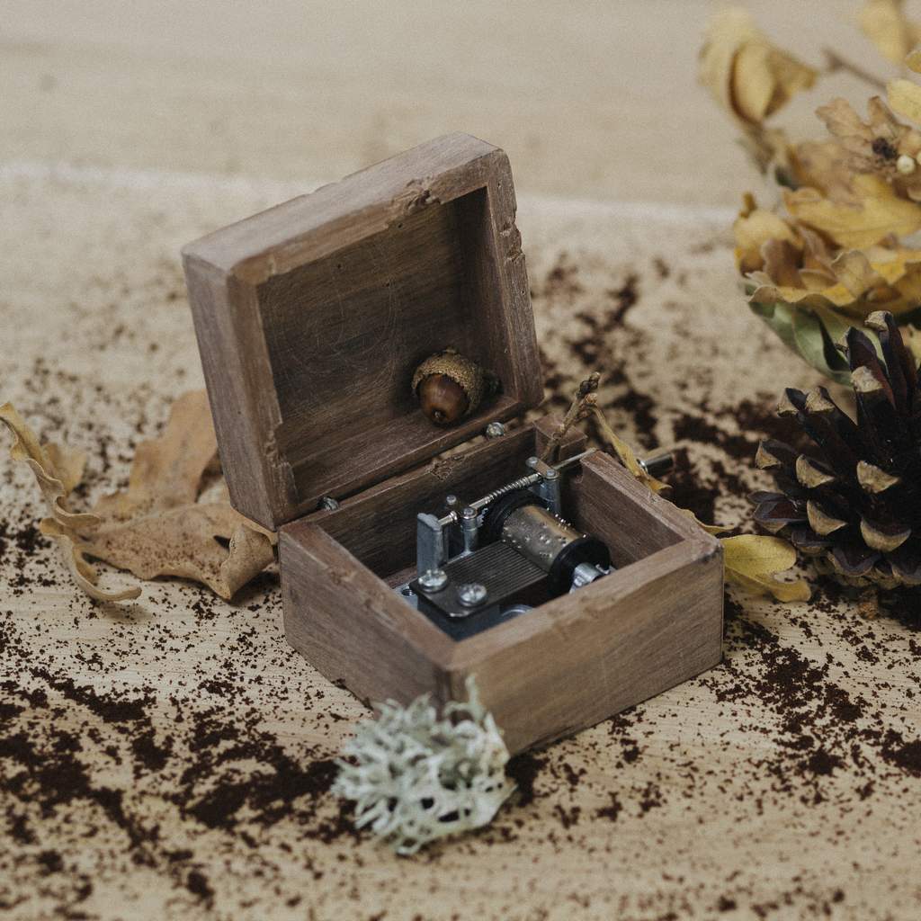 Small antique music box walnut wood